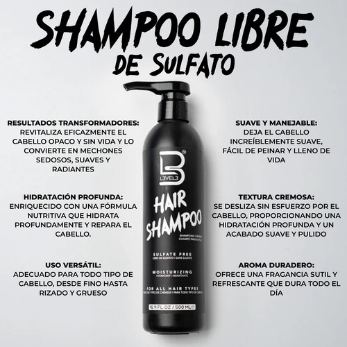 Shampoo Sin Sulfatos Level 3 Hidratación Profunda 500 Ml