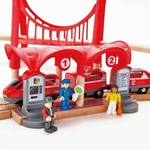 Pista Tren Circuito Ciudad Juego Juguete Hape Madera Trenes