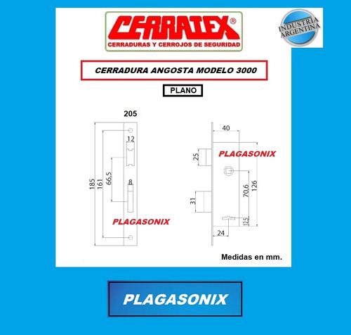 Cerradura Cerratex 3000 Angosta Simil Trabex 610 Kallay 3002