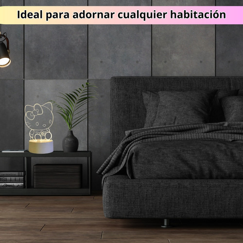 Lampara De Mesa Acrílico 3d Hello Kitty Lampara De Noche Blanco Transparente