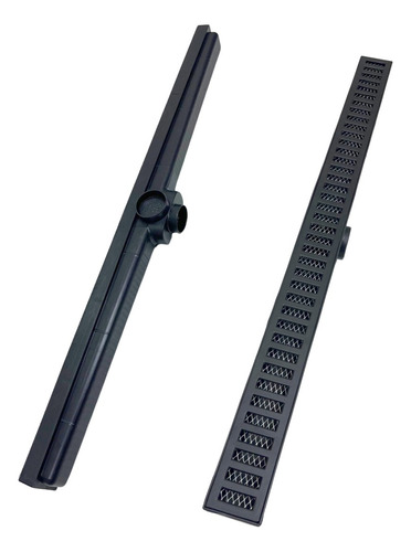 Ralo Banheiro Linear 5x70 Cm Grelha Aluminio Preto Com Tela