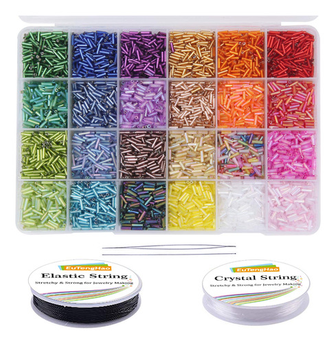 Eutenghao 9600pcs Beads De Tubo Kit De Vidrio Bugle Beads Pe