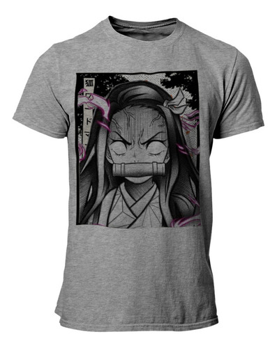 Playera Blanca Nezuko Kimetsu Pink Flame