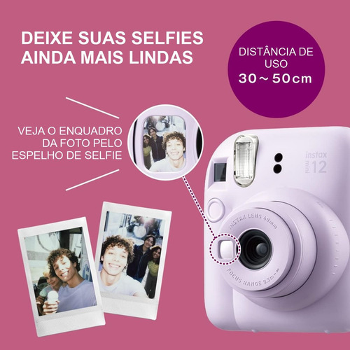 Câmera Instax Mini 12 Fujifilm Rosa Gloss - Fotos Em 10s