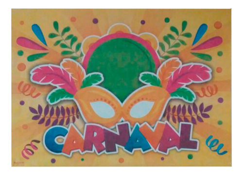 Painel Tnt Carnaval Máscara Fundo Amarelo Folia 1,40x1,03m
