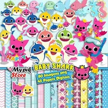 Comprar Kit Imprimible Fondos Papeles Imagenes Clipart Baby Shark