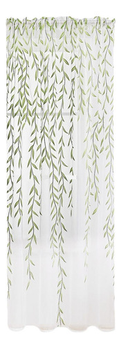 Moderna Cortina Transparente Verde Con Ventana Lavable Para