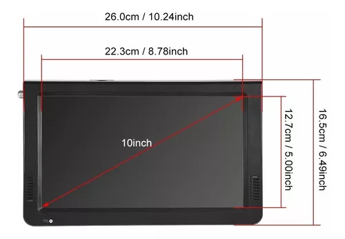 Televisión digital de 10 pulgadas, 1080P ATSC Televisión digital portátil  con succión y cargador de taza, soporte de TV digital, puerto USB, TV