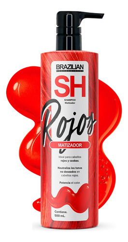  Shampoo Rojo Matizador Brazilian 500ml. Rojos Y Caobas