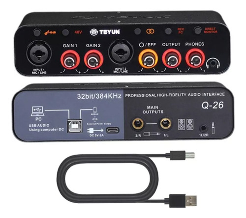 Interface De Áudio Teyun Q26, 32bits 384khz, Pronta Entrega