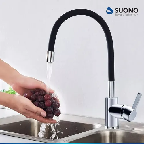 Canilla Grifer a De Cocina Monocomando Flexible Cromo Color Plateado