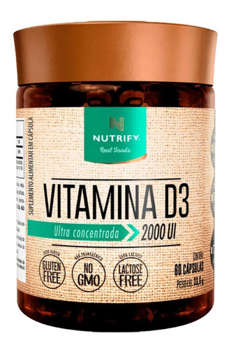 Vitamina D3 Ultra Concentrado 2000ui 120 Capsulas - Nutrify
