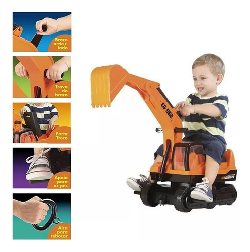 Trator Escavadeira Gigante Infantil Brinquedo Articulado