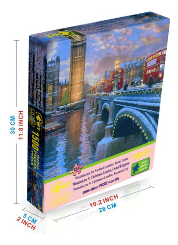 Rompecabezas Wuundentoy 1500 Pzs Westminster En Navidad Gold Edition