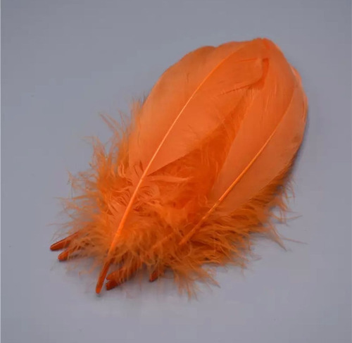 Plumas Decorativas Artificiales Color Naranja Paquete X 100