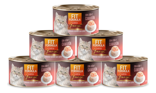 6 Latas Alimento Húmedo Gourmet De Atún Y Camarón Para Gatos