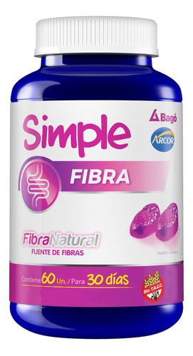 Suplemento Dietario Simple Fibra X 60 Gomitas Sabor Frutos R