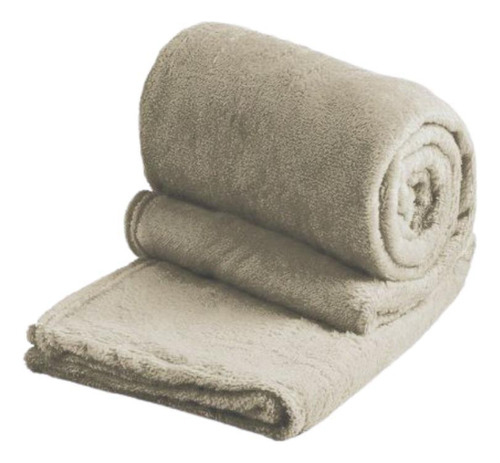 Cobertor Casal Padrão Soft Liso 1 Peça Cáqui