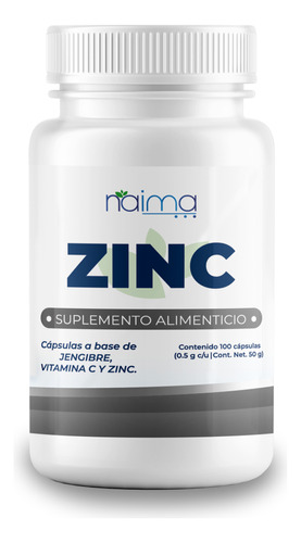 Zinc Con Vitamina C Y Jengibre 500mg - 100 Cáps Por Frasco