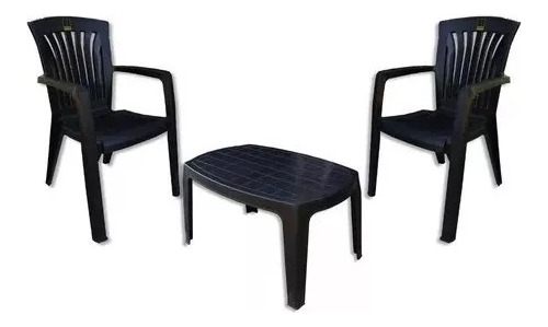 Combo 2 Silla Kansas 1 Mesa Ratona Negro Mascardi Apilable