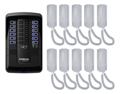 Kit Central Porteiro Interfone Intelbras 10 Pontos Completo