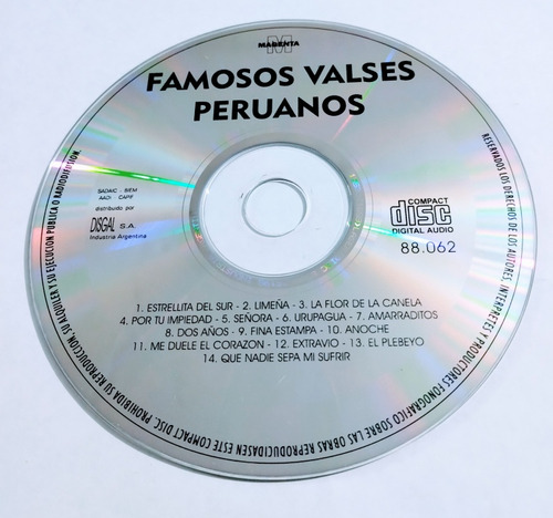 Valses Peruanos Cd Nuevo 14 Temas Cantan Grandes Artistas
