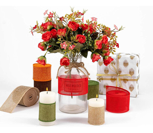 5 Rollos 4cmx4.5m De Cinta De Arpillera Para Decorativas