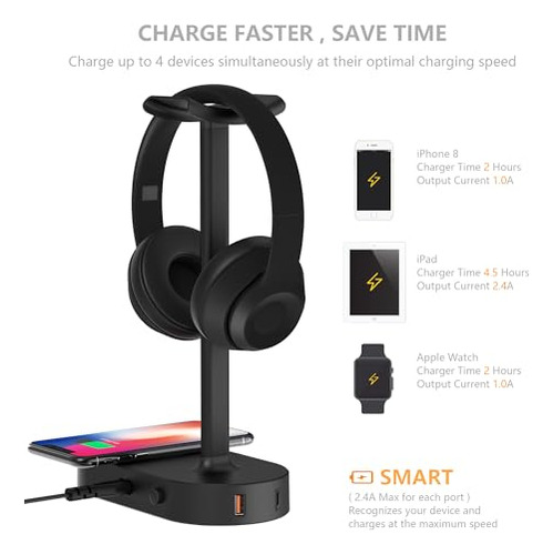 Cozoo Soporte Para Auriculares Con Almohadilla De Carga Inal
