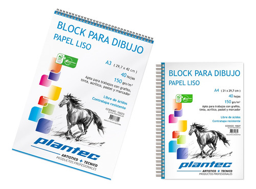 Block Para Dibujo 15 X21cm A5 Plantec 150 Gms Liso 40 Hojas 