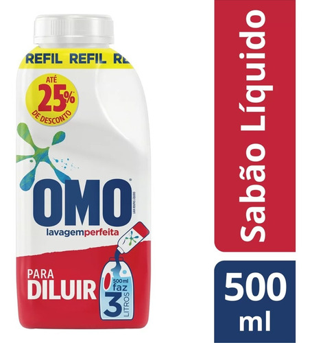 Kit 2 Refil Sabão Líquido Concentrado Omo Lavagem 2x 500ml