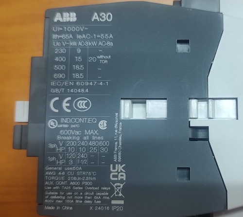 Contactor Abb A30-30-10 220v Ie=55a Original