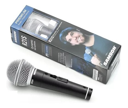Microfone Samson R21s Dinâmico Cardióide Vocal Palco C/ Cabo