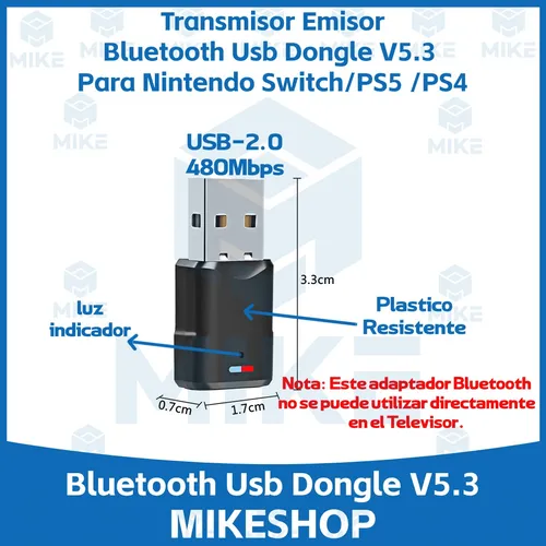 Transmisor Bluetooth 5.3 Para Nintendo Switch Ps5 / 4 / Mike