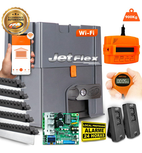 Kit Motor Portão Ppa Dz Cond Jetflex Wifi Prog 5m Crem 900kg