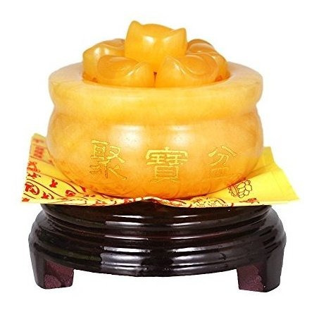 Wenmily Feng Shui Cuenco De Tesoro Dorado 10 Piezas De Figur