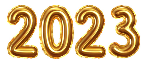 Kit Balão Metalizado 2023 Dourado 32x72 Cm Para O Ano Novo
