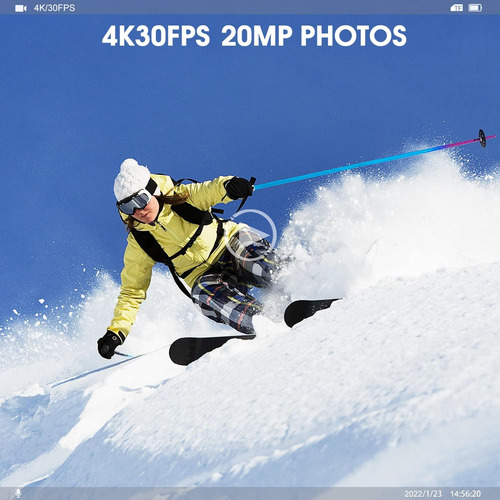 Cámara De Acción Wifi 4k 60fps 20mp Con Lcd Frontal Y Pantal