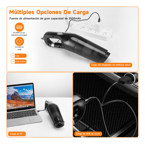 Aspiradora De Mano Inalámbrica Para Hogar Y Auto Portátil