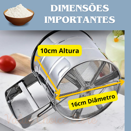 Polvilhador Caneca Peneira Inox Com Gatilho Açúcar Farinha
