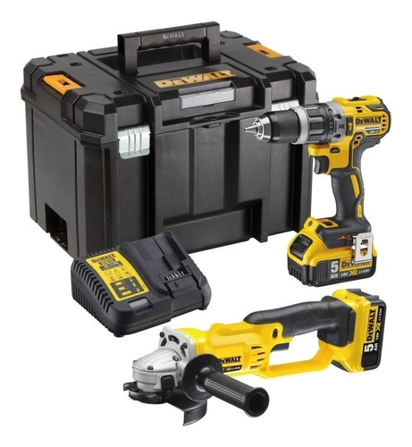 Combo Dewalt Esmeril + Taladro Xr + 2 Baterias De 5 Ah +caja