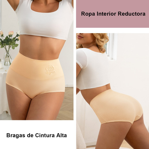 Calzoncillos De Algodón Para Mujer Calzones Cintura Alta 4pz