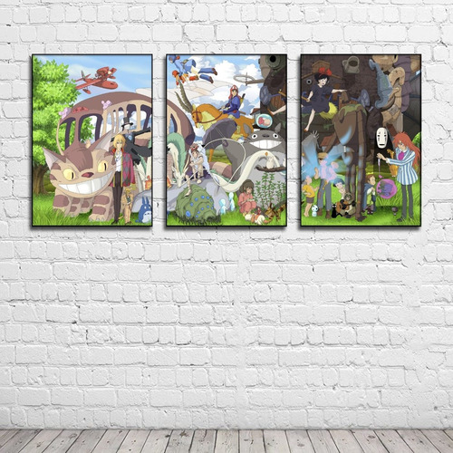 Cuadro Decorativo Totoro Studio Ghibli Set 3 Pzs Full