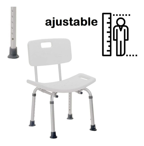 Imagen 7 de 9 de Silla Ducha Baño Antiderrapante Adulto Respaldo Ortopedica