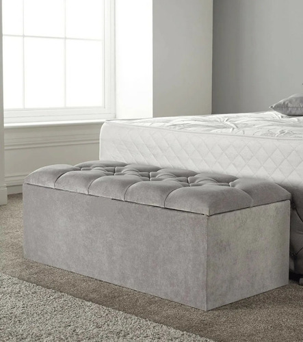 Imagen 1 de 4 de Baulera Pie De Cama Capitone Pana 2 Plazas 140cm Envio Grat