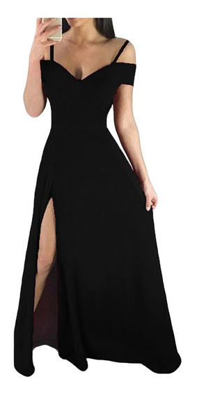 vestido longo preto mercado livre