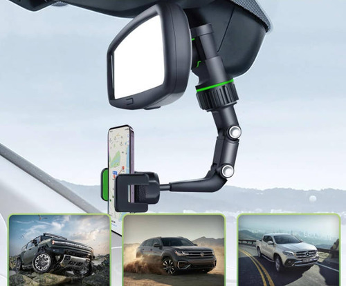 Soporte Para Teléfono Con Espejo Retrovisor 360º Multiuso Universal Verde,soporte Celular,soporte De Celular