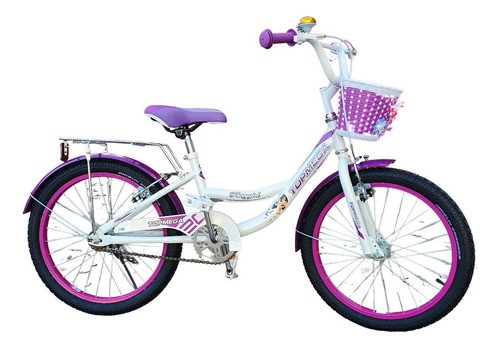 Bicicleta paseo infantil TopMega Flexygirl R20 frenos v-brakes color blanco/violeta con pie de apoyo  