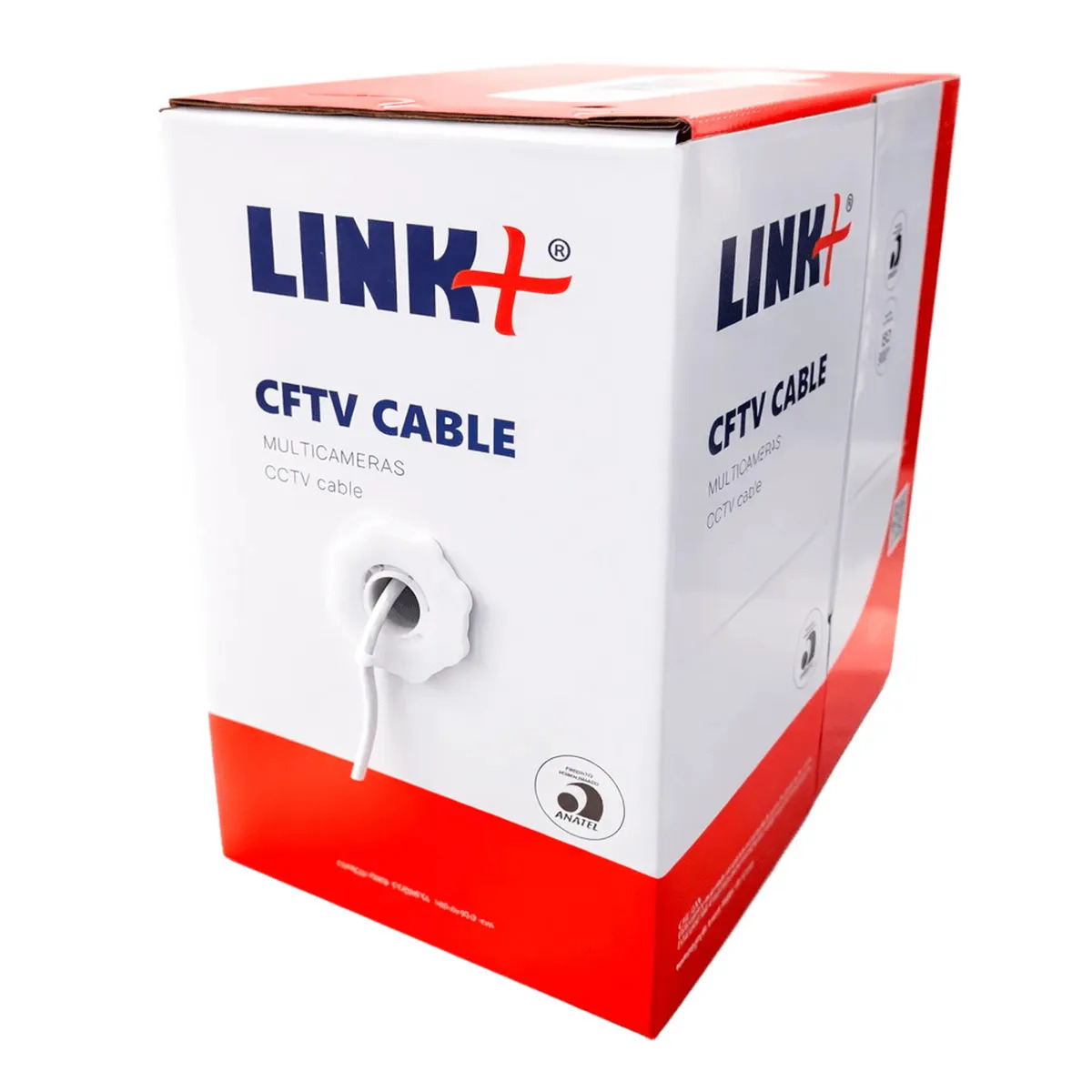 Cabo De Rede Cftv 4 Pares Homologado Anatel Branco Caixa 305mts - Link+