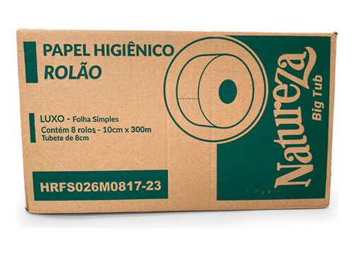 Papel Higiénico Natureza Jumbo 8 Rollos De 300 Metros