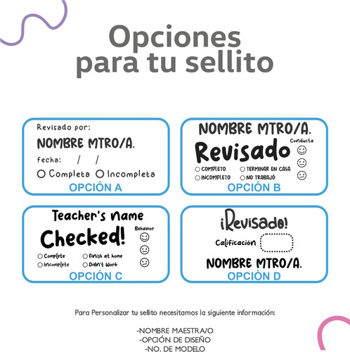 Imagen 5 de 6 de Sello Para Maestras Y Educadoras 5.8 X 2.2 Cm Personalizado